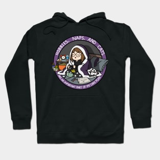 Hobbies, Naps, and Cats (Purple) Hoodie